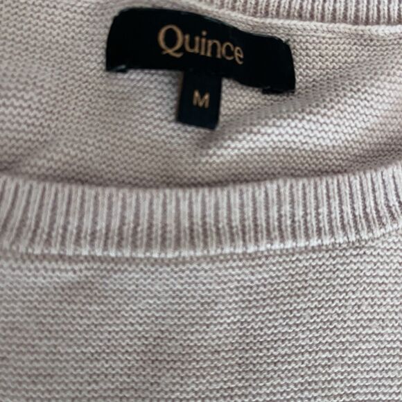 Quince Blush Pink Neutral Cotton Cashmere Short Sleeve Pullover Sweater M - Picture 6 of 6